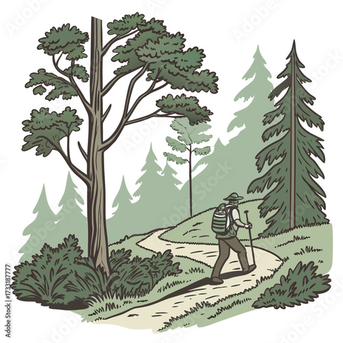 forest-hiking-vector-isolated-on-pure-white-backgr.eps