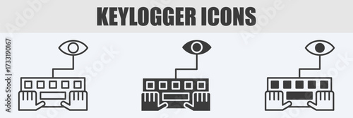 Keylogger Icon Set Vector Illustration in Outline, Glyph, and Mixed