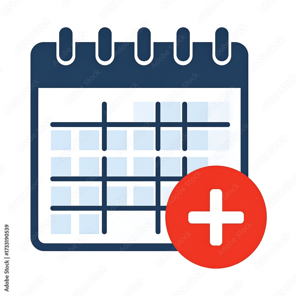 Obraz premium A cartoon calendar with a plus sign overlay, creating a schedule concept