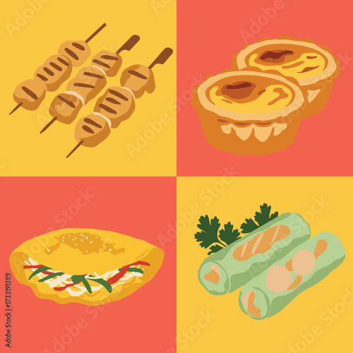 set illustration vector graphic of vietnam street food