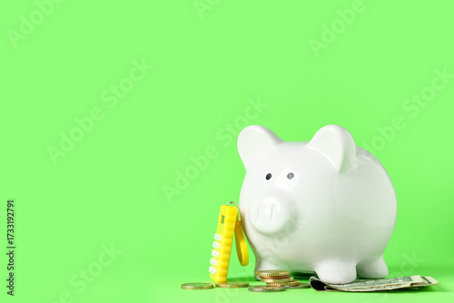 Piggy bank with dollar bank...