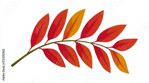 Wallpaper Mural A vibrant branch with multiple red and orange leaves, showcasing the beauty of autumn foliage. Torontodigital.ca
