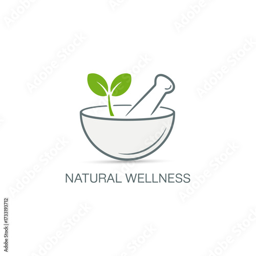 Minimal mortar pestle symbol, elegant outline style, natural wellness concept, organic apothecary branding, clean spa logo, vector icon