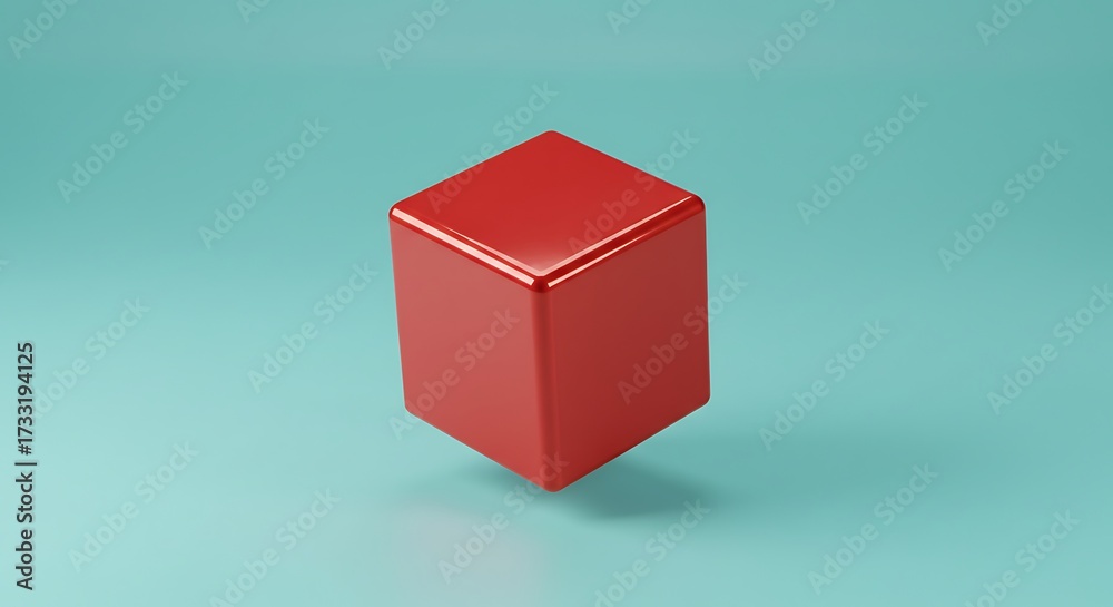 Fototapeta premium Glossy Red Balloon Shaped Like a Cube