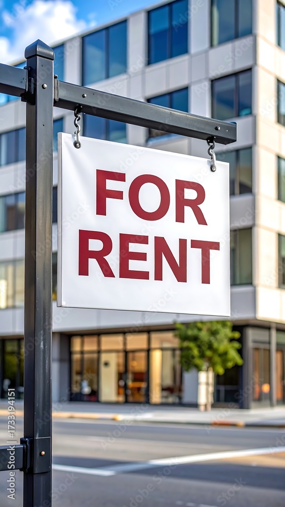 Fototapeta premium Modern building, for rent sign