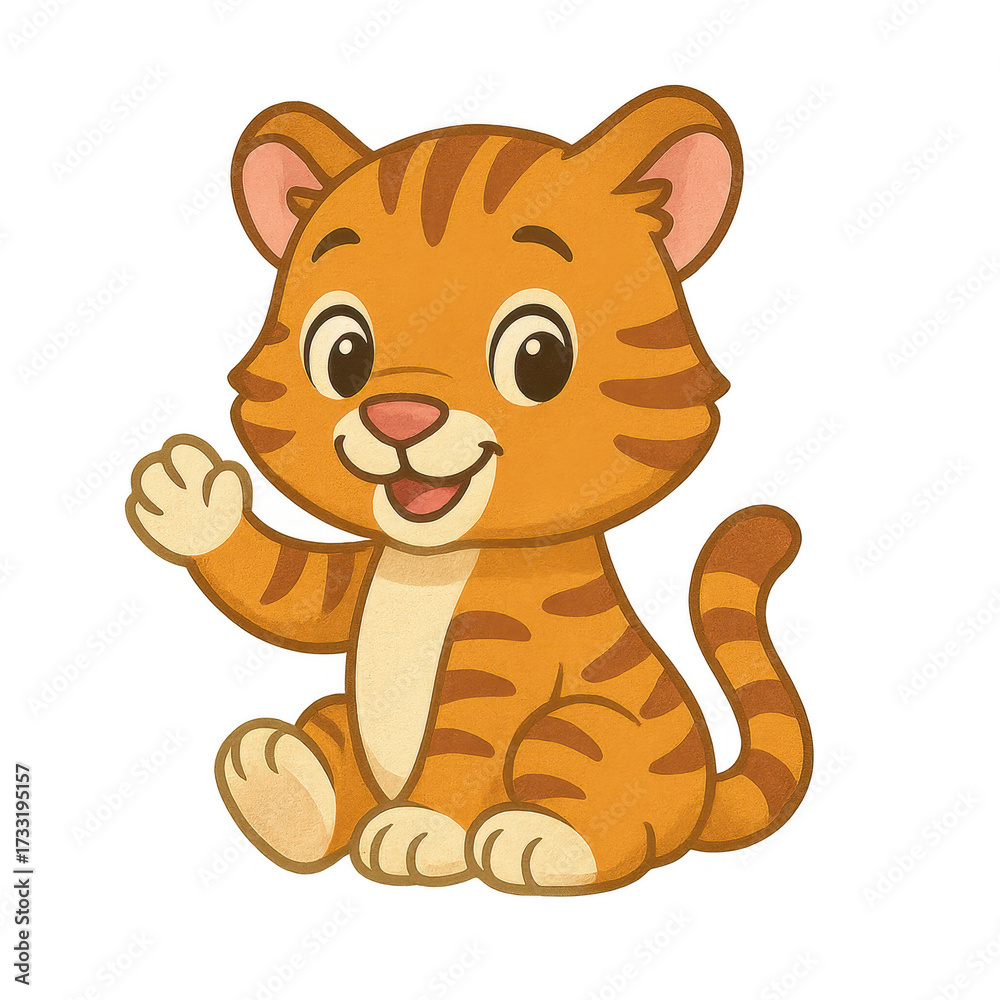 Fototapeta premium Cute Cartoon Tiger Cub