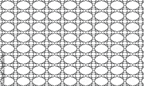 Geometric pattern of interlocking star shapes forming a repeating tessellation on a, abstract background, decorative element, ornamental design, intricate detail, symmetrical arrangement, monochrome, 