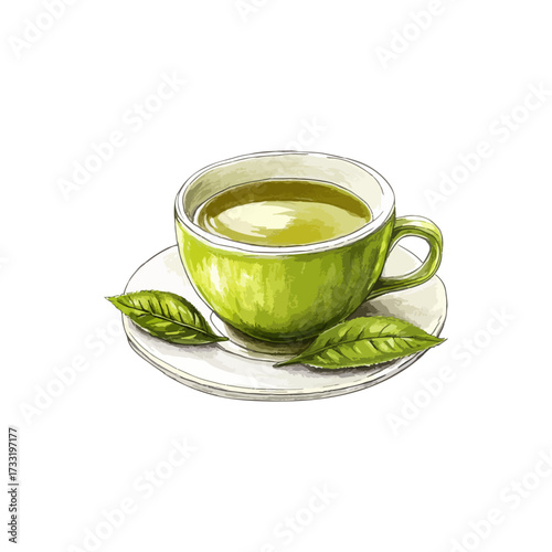 green tea hand drawn illustration
