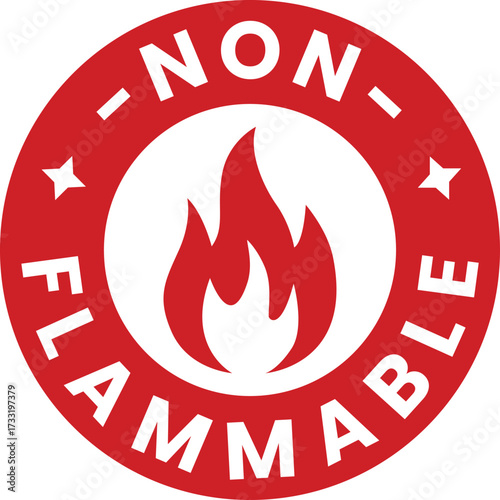 Non flammable material safety fire resistant product symbol