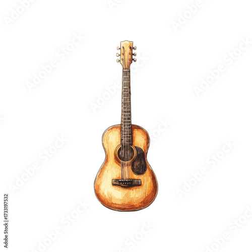 guitar acoustic hand drawn illustration