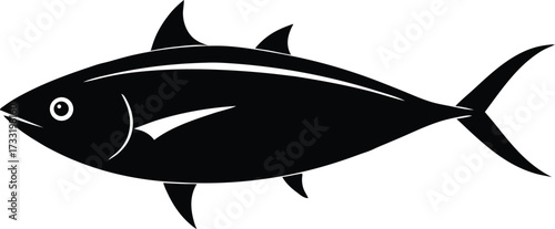 tuna fish silhouette vector, ocean marine illustration
