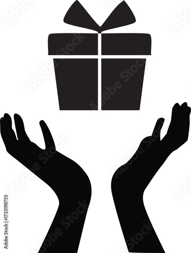 Gift giving hands present donation charity giving vector art
