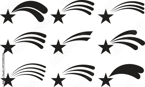 Star shooting vector illustration set design graphic element