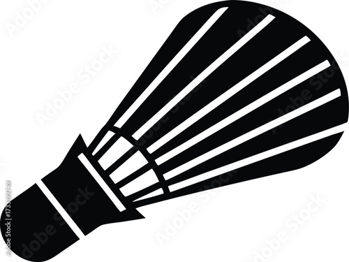 badminton shuttlecock flying projectile silhouette vector, court play icon illustration
