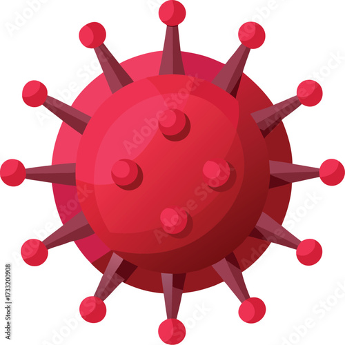 Red coronavirus microbe vector illustration