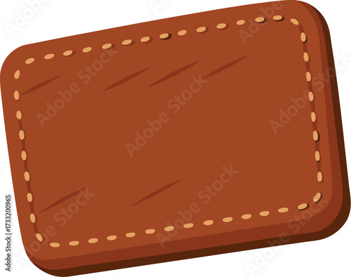 Brown leather patch with stitched edge vector