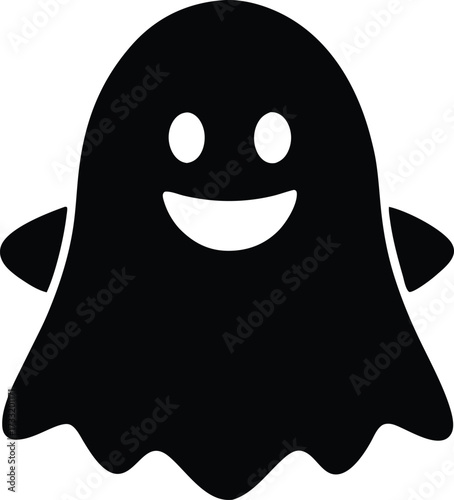 cute smiling ghost silhouette vector, friendly spirit illustration
