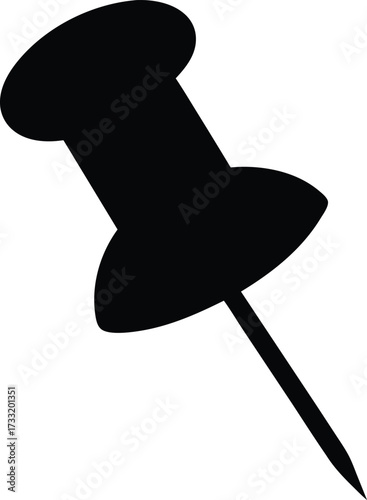 pushpin map pin symbol vector, note holder silhouette illustration
