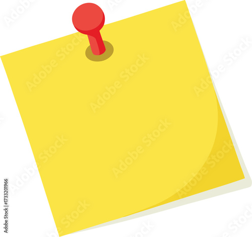 Yellow sticky note pinned with red thumbtack