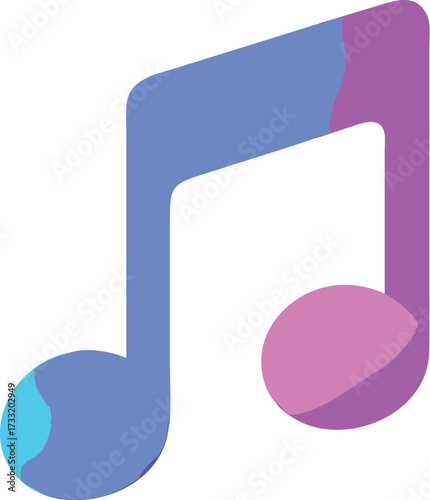 Vibrant isometric music note icon