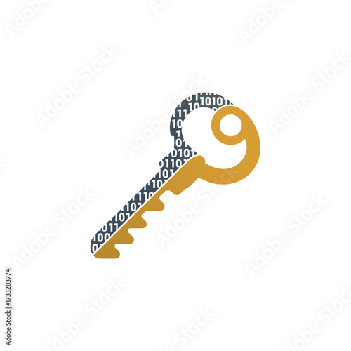 number pattern key logo, abstract security emblem, technology access concept, modern lock symbol, minimal gradient style, vector artwork