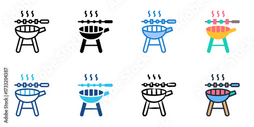 Barbecue icon set multiple style collection 
