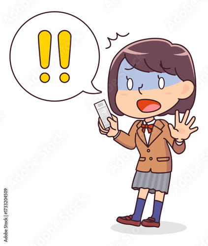 レシートを見て驚く女子学生