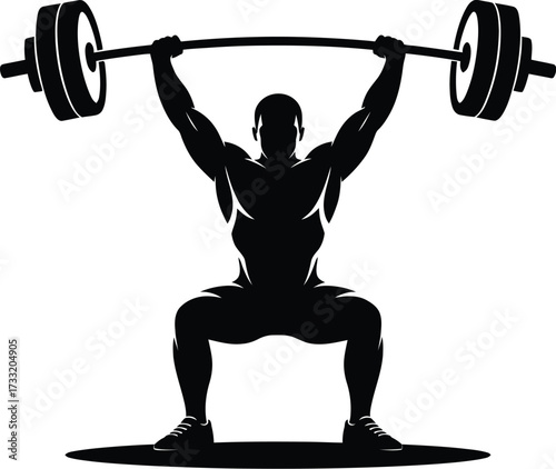 Muscular man lifting heavy barbell weightlifting weightlifter