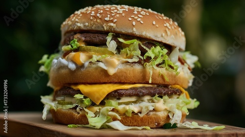 Double cheeseburger with sesame bun