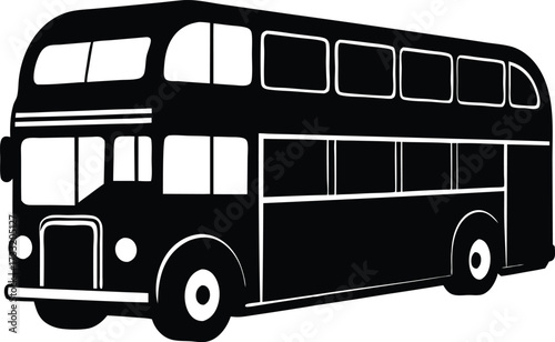 double decker bus public transit silhouette vector, tourist vehicle icon illustration

