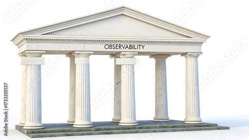 Digital observability concept with pillars of metrics logs and traces  
