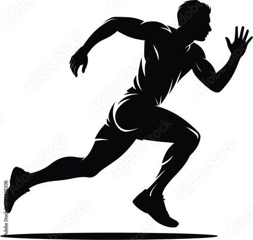Athletic man running fast runner athlete