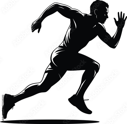 Athletic man running fast runner athlete