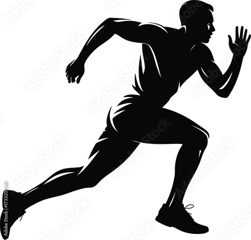 Athletic man running fast motion athlete speed