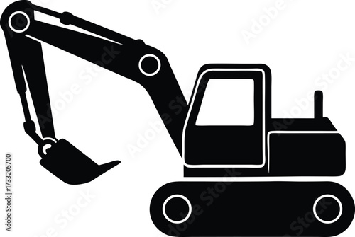 excavator construction digger icon vector, earthmoving equipment symbol illustration
