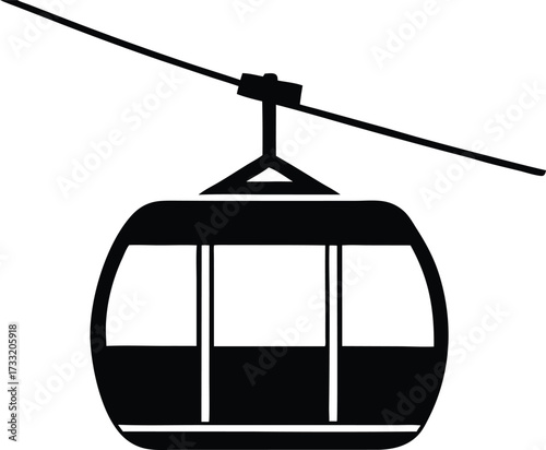 cable car tourism vehicle symbol vector, sky ride silhouette illustration
