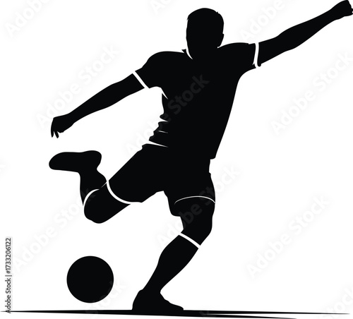 Soccer player kicking ball silhouette football action