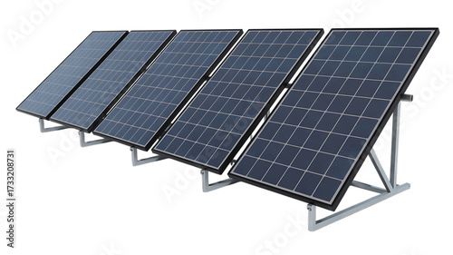 Modern solar panel array generating clean renewable energy for sustainable future isolated on transparent background