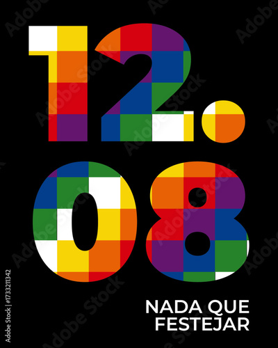 12 de Octubre Día del Respeto a la Diversidad Cultural vectorial editable con colores de la bandera wiphala