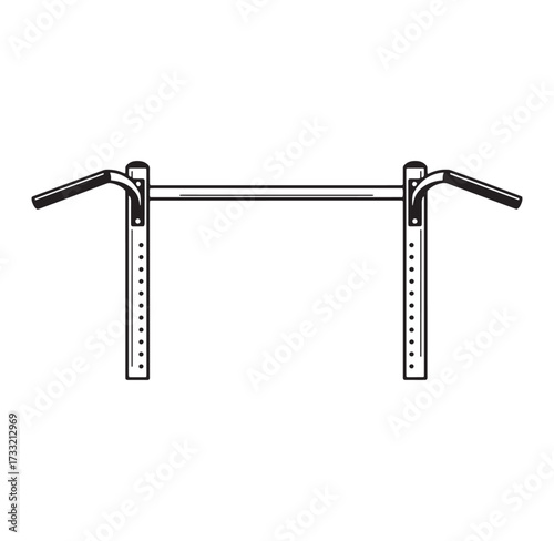 Monochrome vector illustration of a pull up bar exercise equipment for fitness and workout