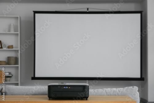 Video projector on shelf ag...