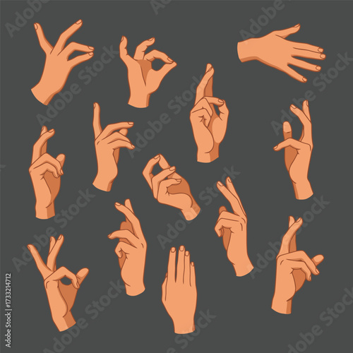 Collection of Hand Gestures in Various Poses and Expressions.
