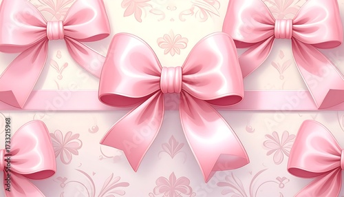 Pastel pink bows on a delicate background