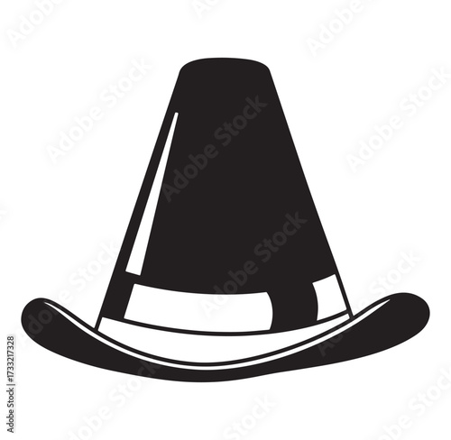 Simple black pilgrim hat icon celebrating thanksgiving or related autumnal holidays