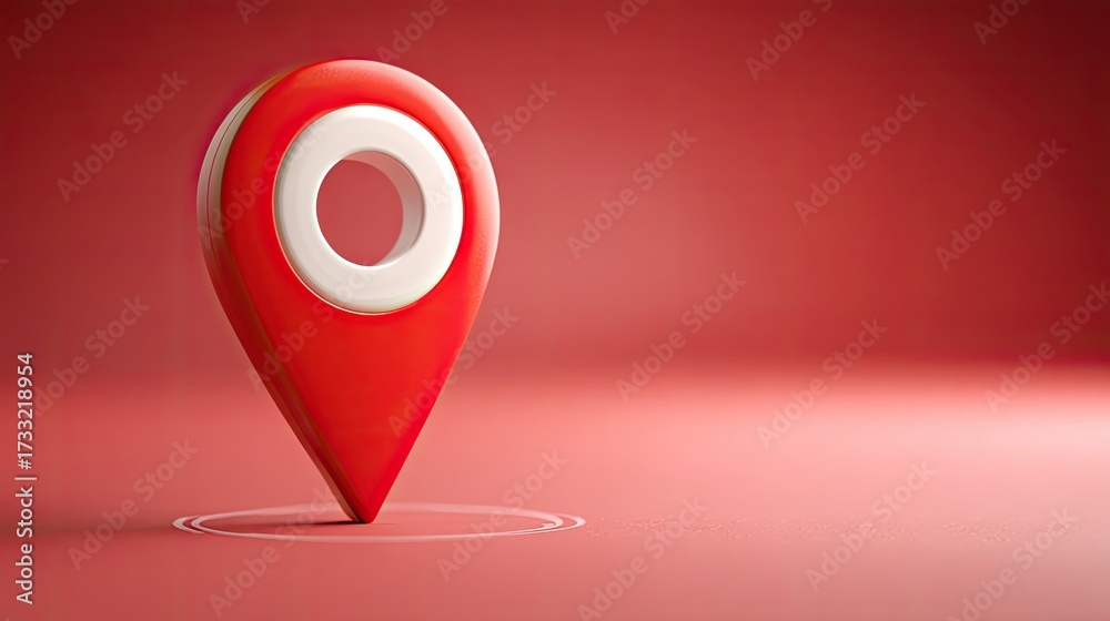 Fototapeta premium A red and white map pin on a red background.