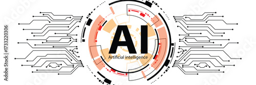 Abstract AI design with digital circuit lines and futuristic technology elements, representing artificial intelligence, automation, innovation, and modern computing in a high-tech cyber background.