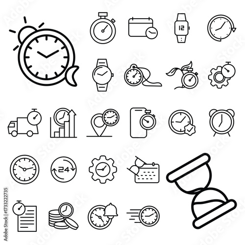 Time and Clock line Icon vector