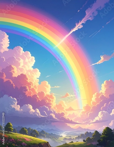 Pastel rainbow sky scene