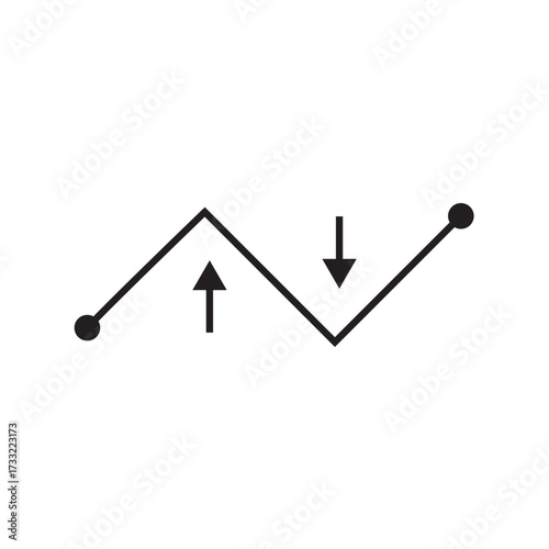 Line graph with up and down arrows icon—ideal for stock market trends, financial analytics, trading, business performance, and data visualization. Minimal outline vector for modern use.