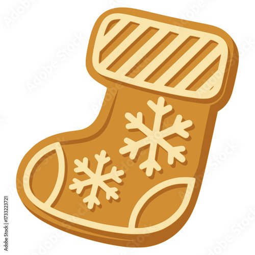 sock gingerbread cookies snack flat color vector illustration template design